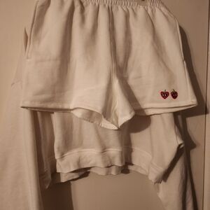 Pink Victoria's Secret hoodie and matching shorts